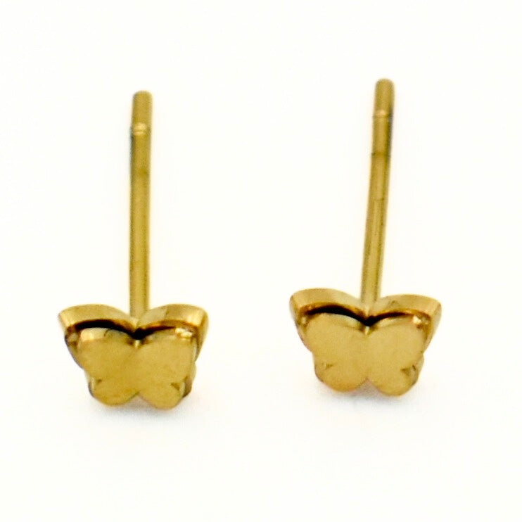 Gold Toned Butterfly Stud Small Earrings