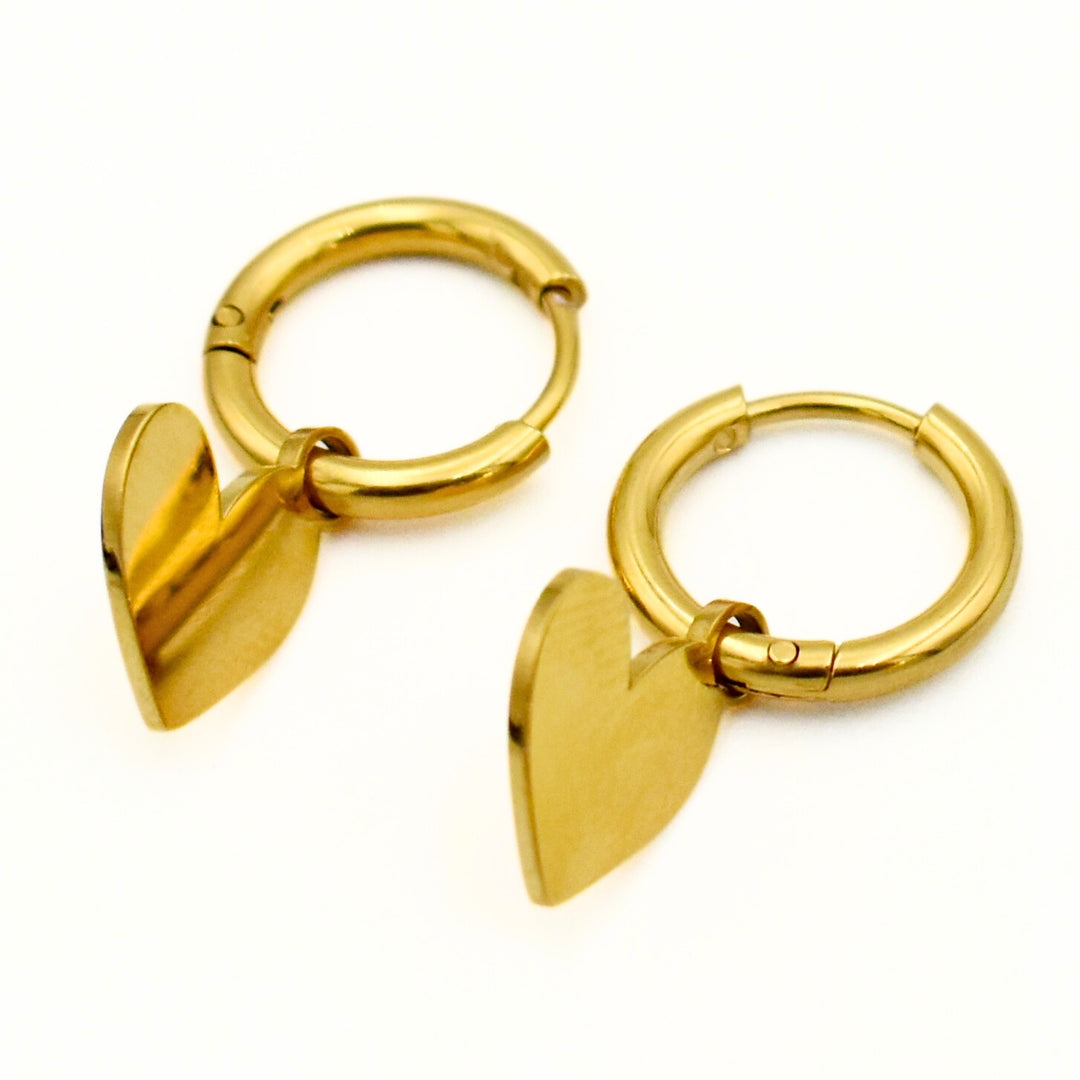 Gold Toned Heart Huggie Earrings