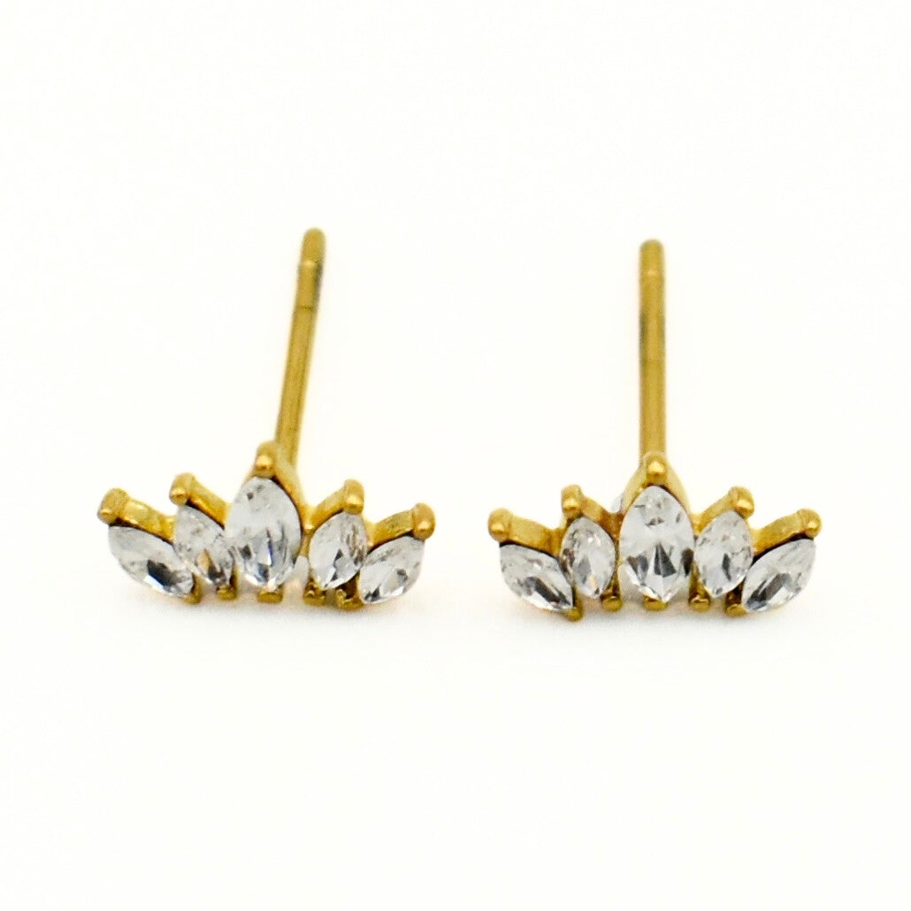 Gold Toned Cubic Zirconia Detail Earrings