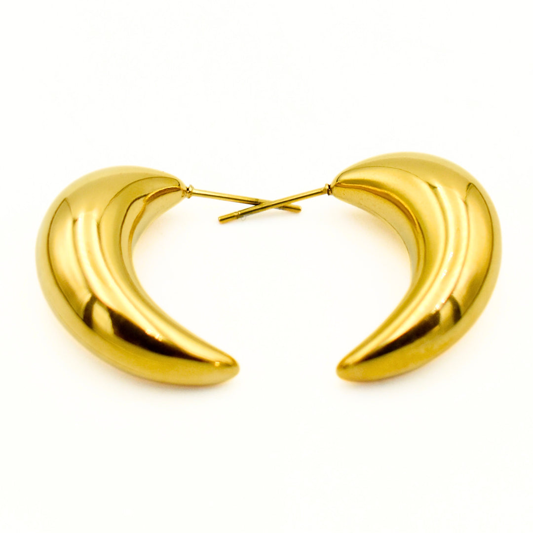 Gold Toned Banana Shaped Earrings