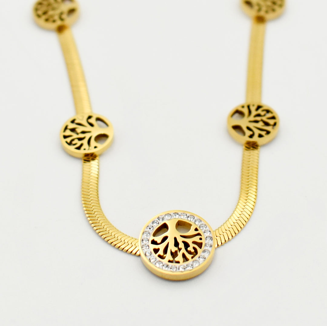 Gold Tree Of Life Diamante Necklace