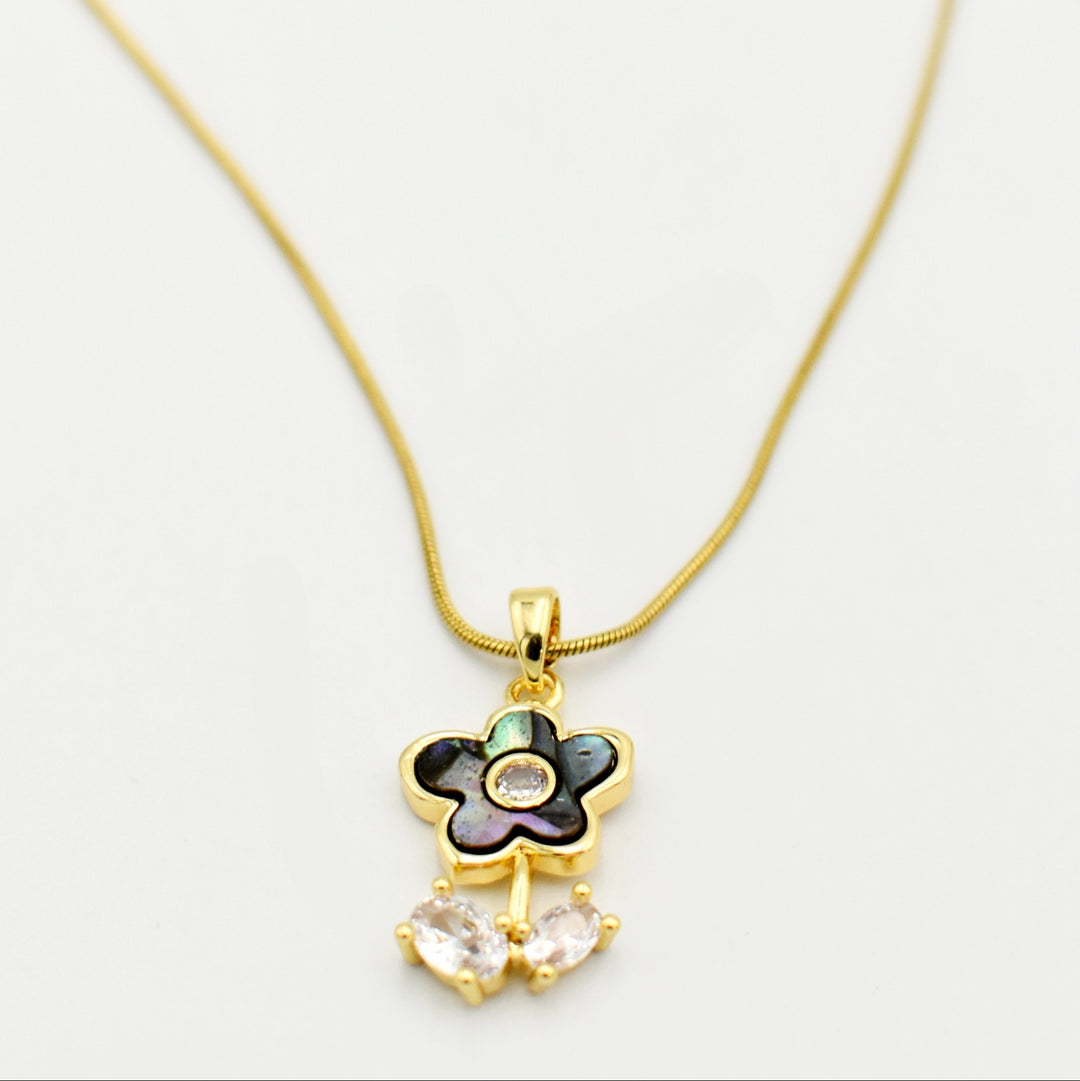 Gold Flower Cubic Snake Necklace