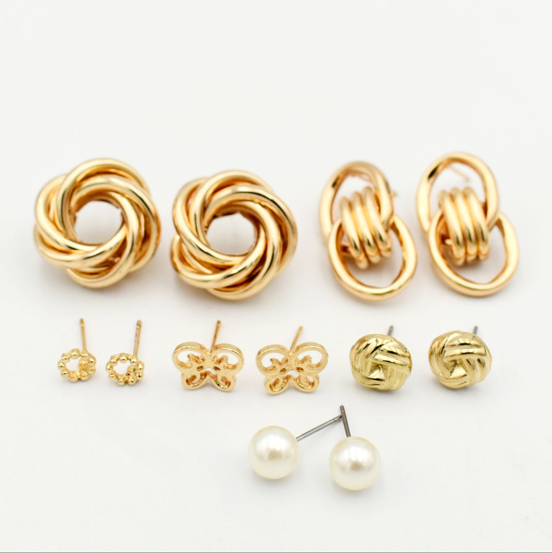Gold Butterfly Twisted 6-Pack Earrings