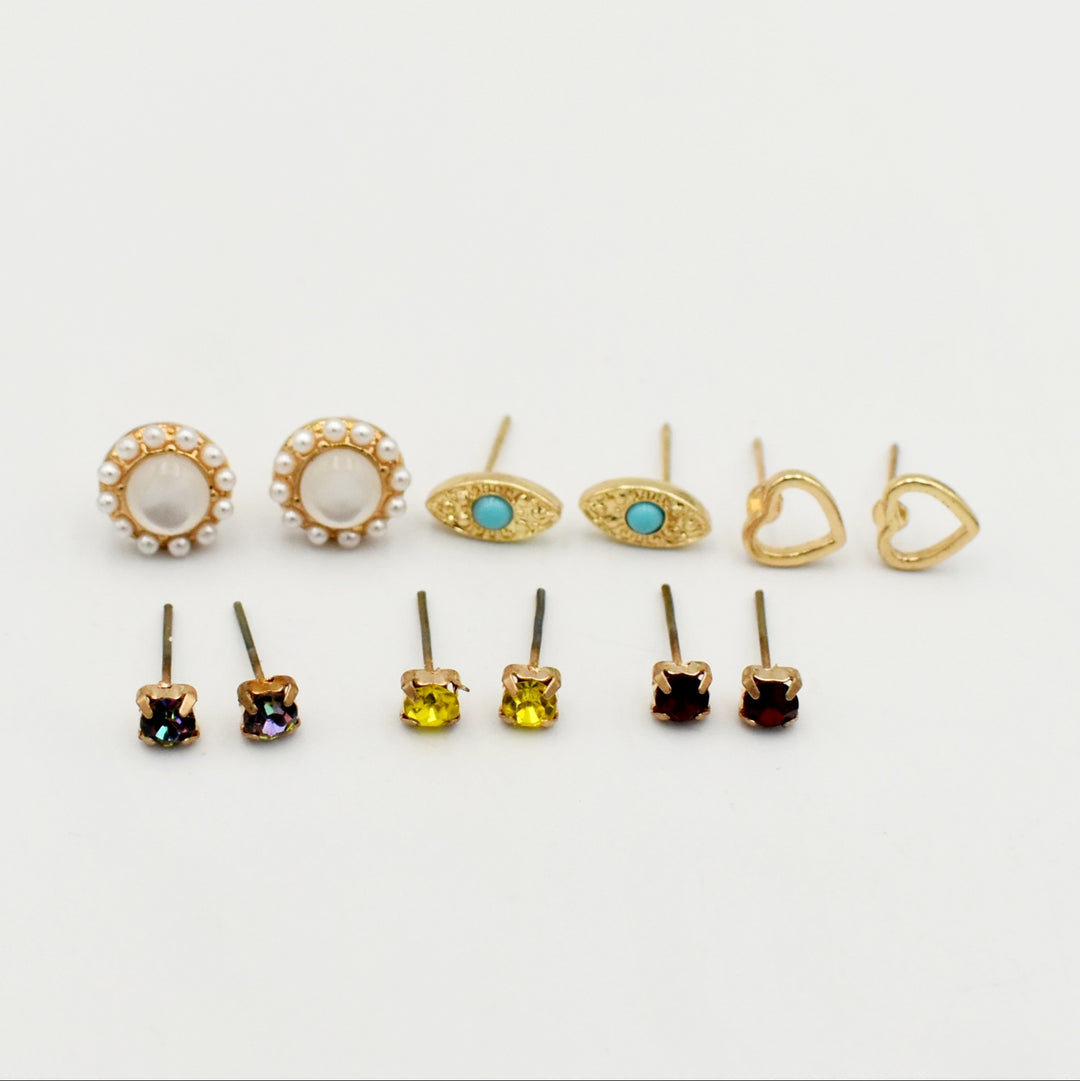 Multicoloured Evil Eye 6-Pack Earrings