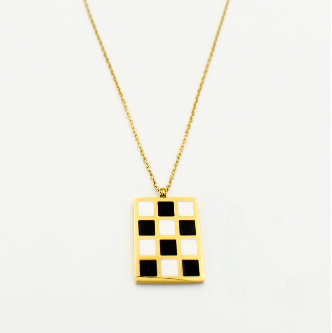 Gold Toned Chess Pendant Necklace