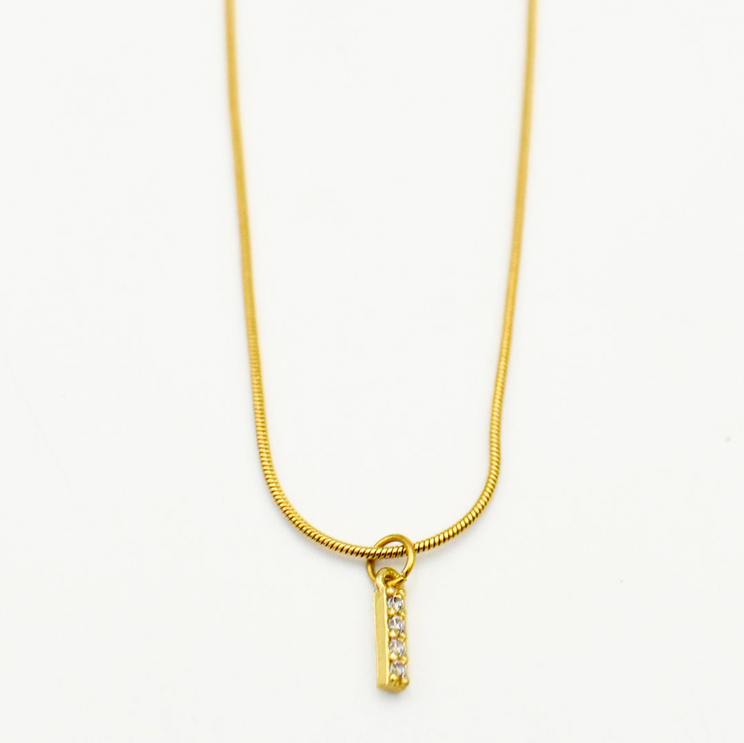 Gold Toned Letter 'I' Necklace