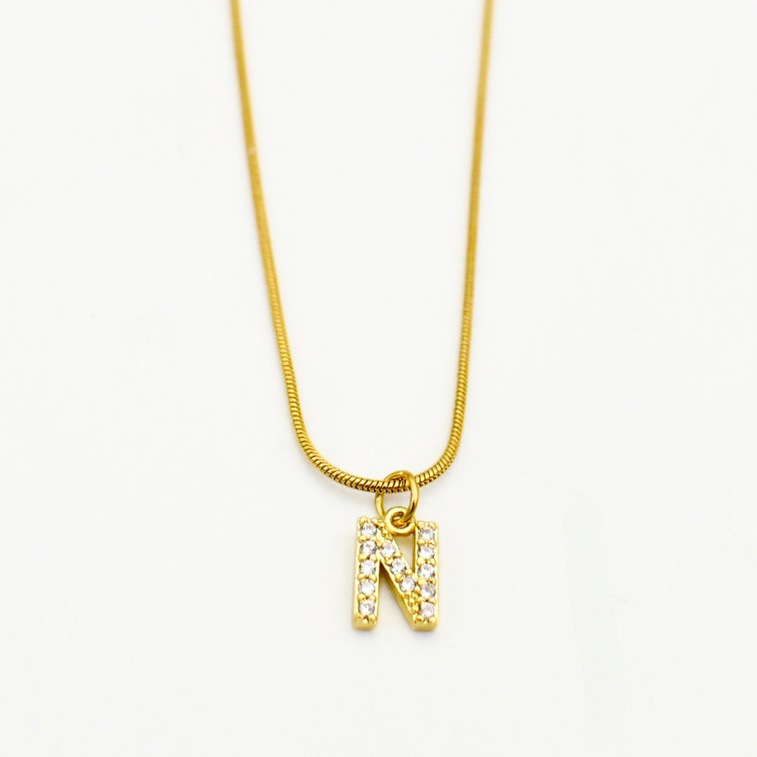 Gold Plated Letter 'N' Necklace