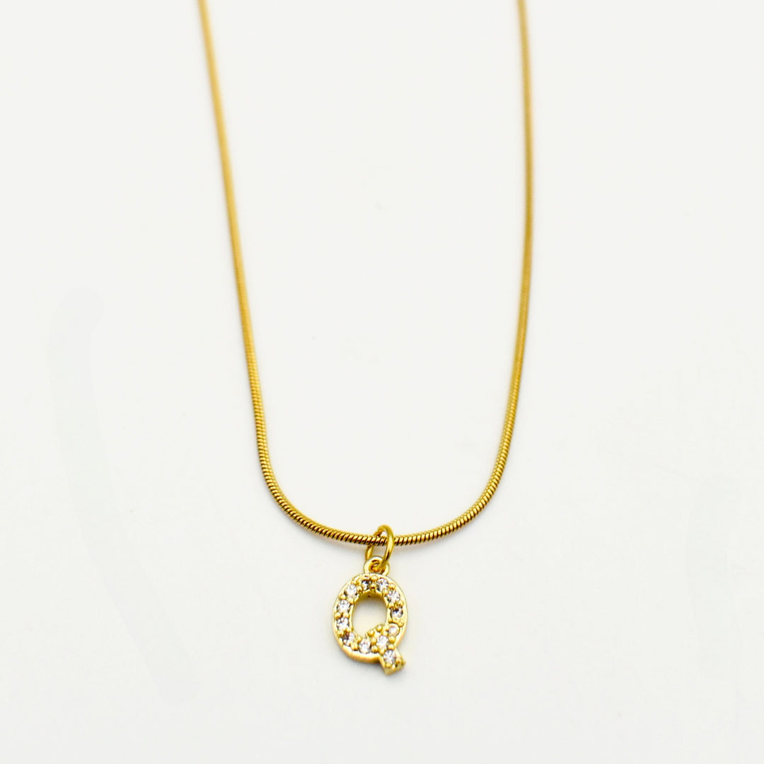 Gold Toned Letter 'Q' Necklace