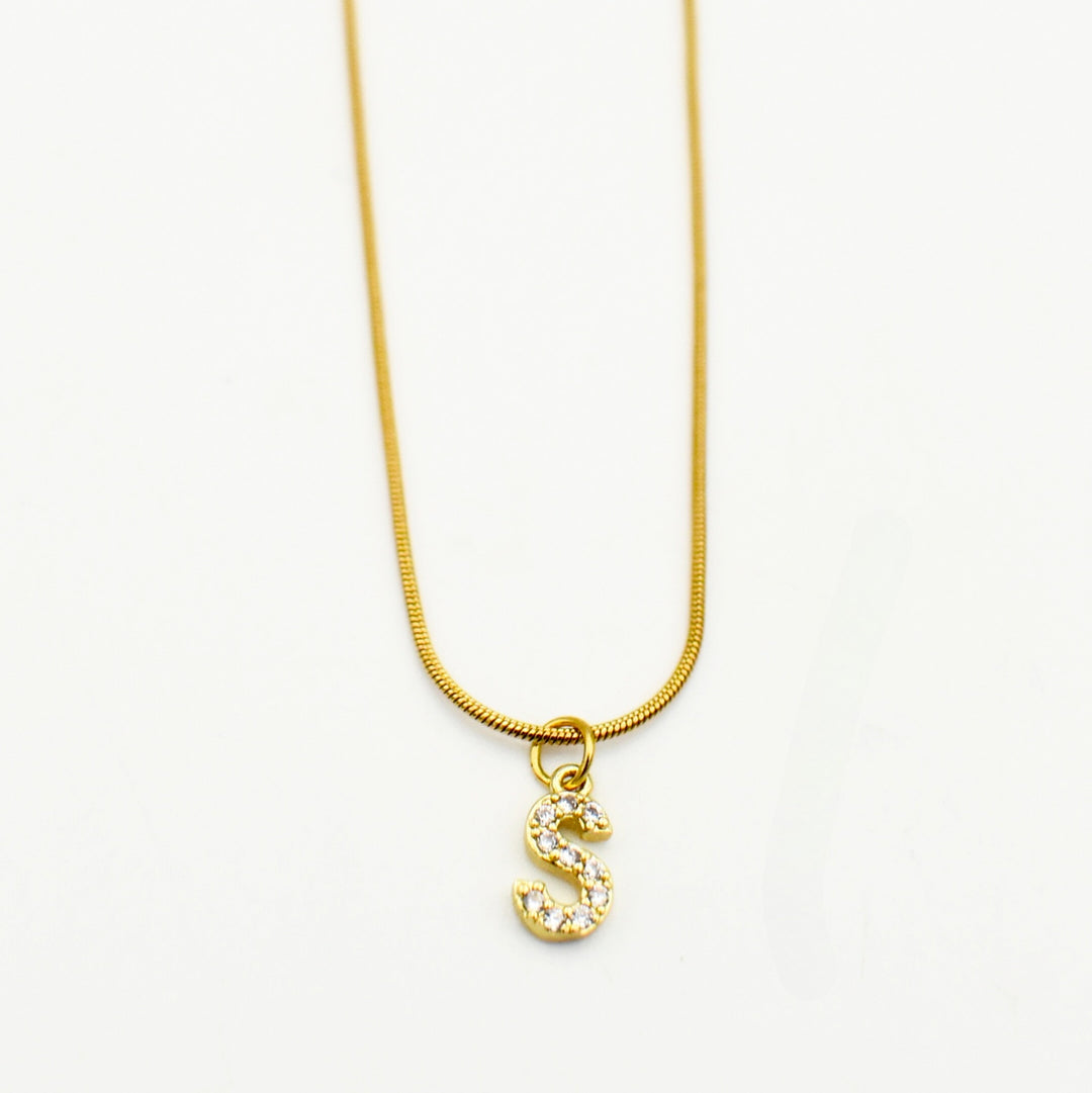 Gold Toned Letter 'S' Necklace