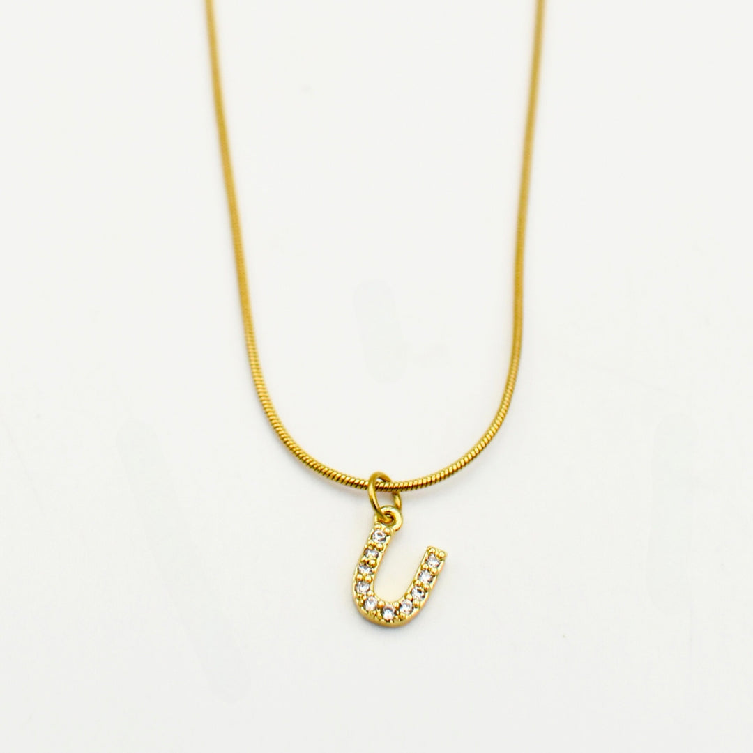 Gold Toned Letter 'U' Necklace