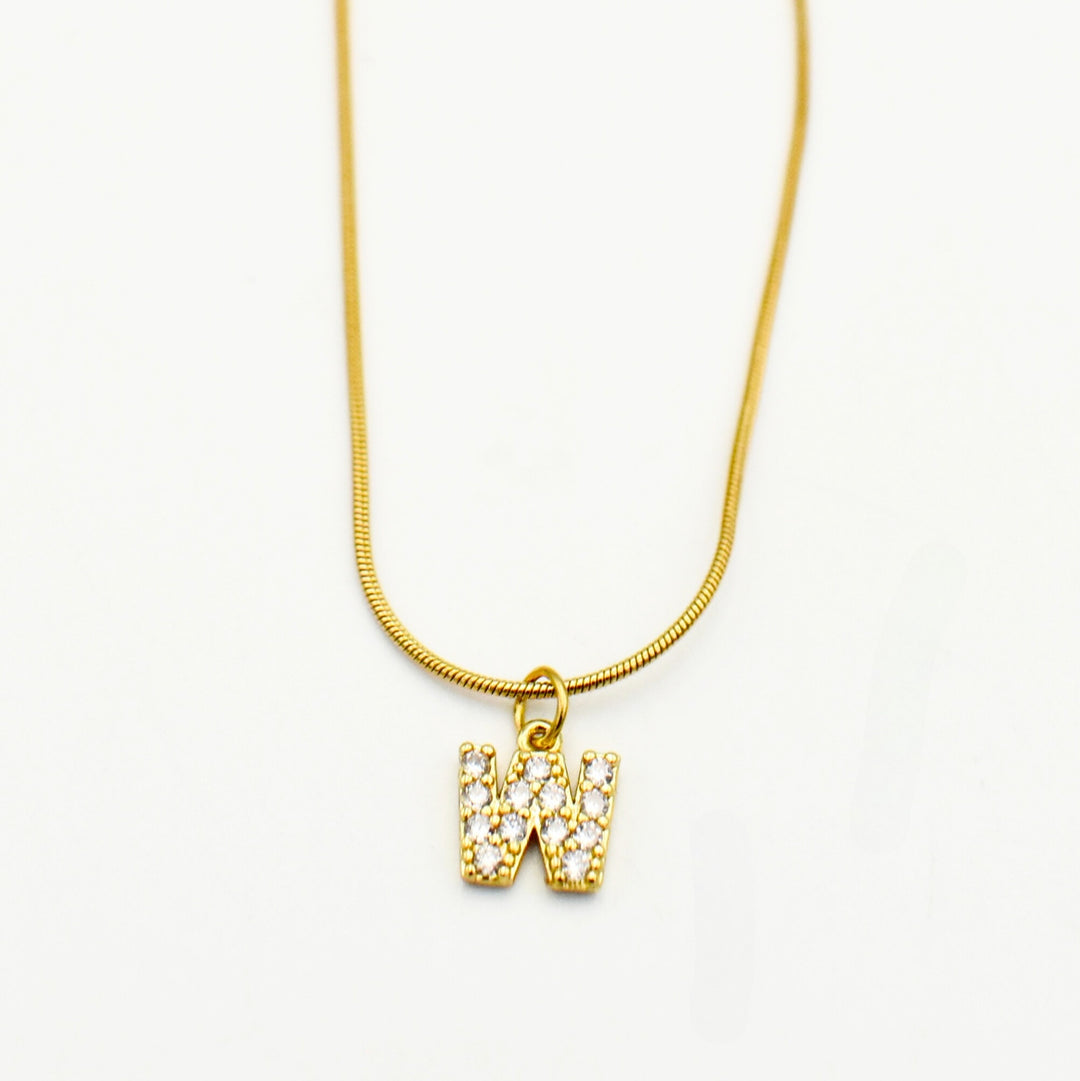 Gold Toned Letter 'W' Necklace