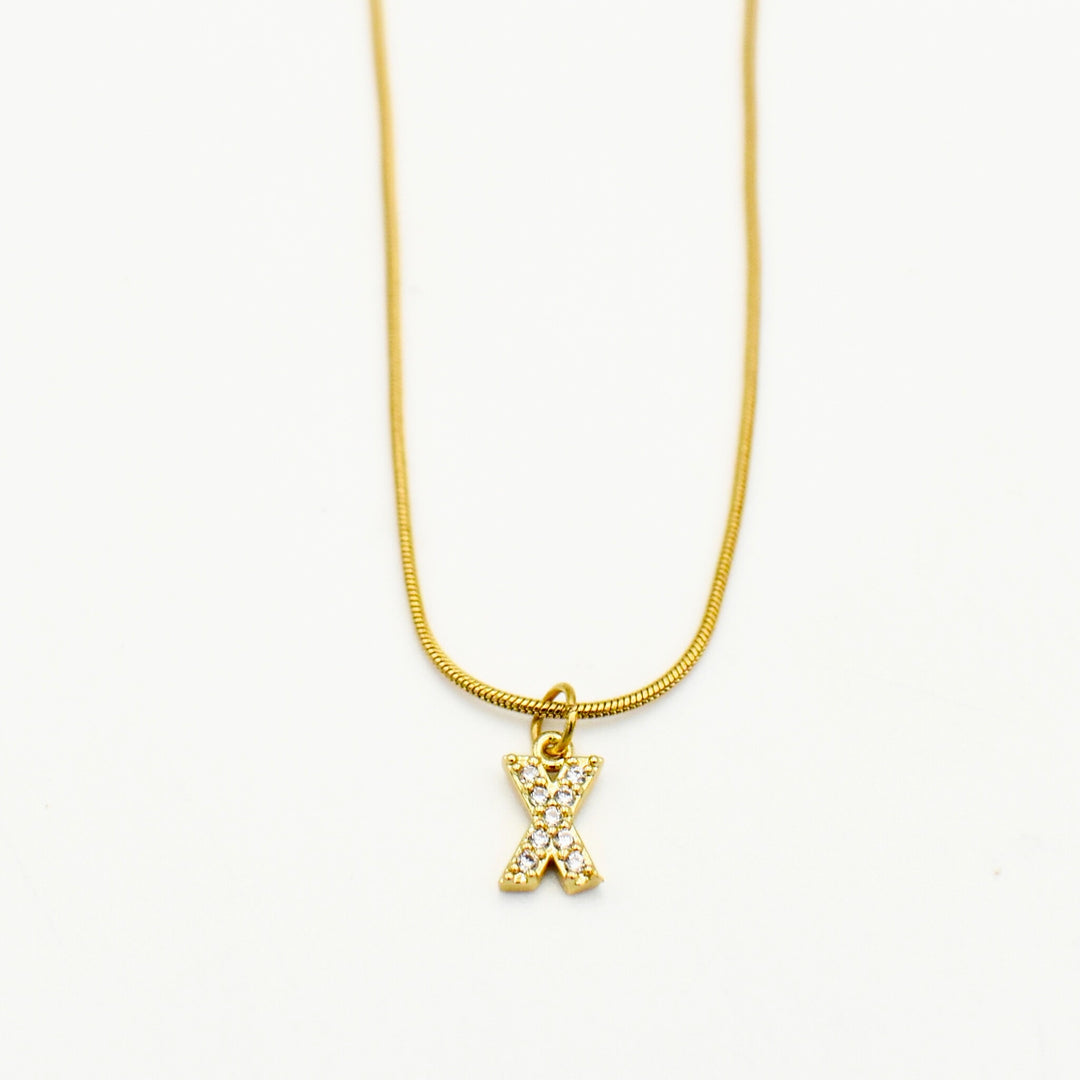 Gold Toned Letter 'X' Necklace