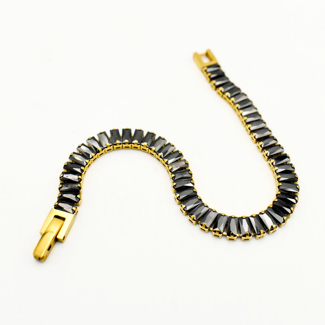Gold Toned Black Cubic Zirconia Bracelet