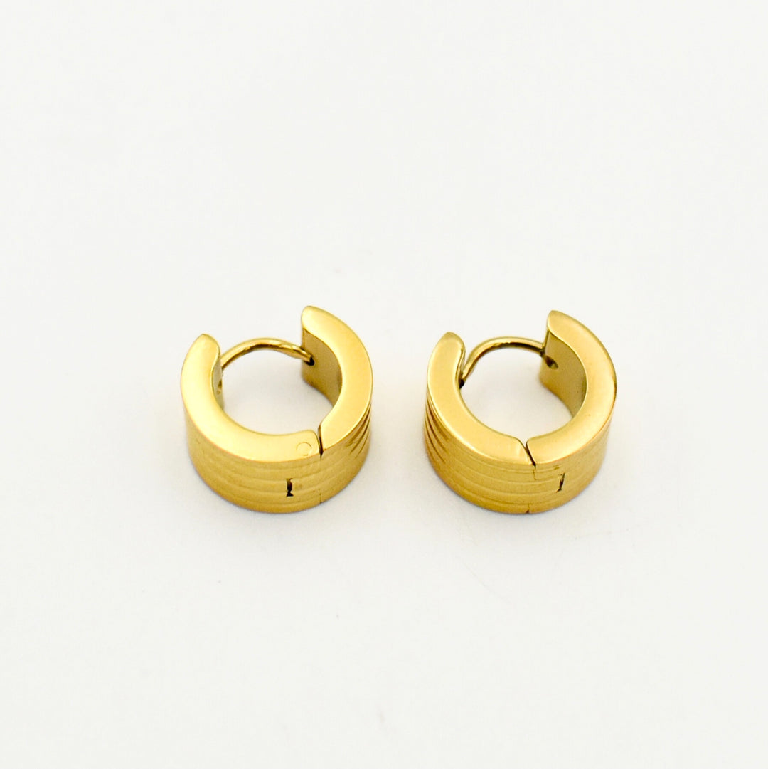 Gold Toned Thick Huggie Earrings