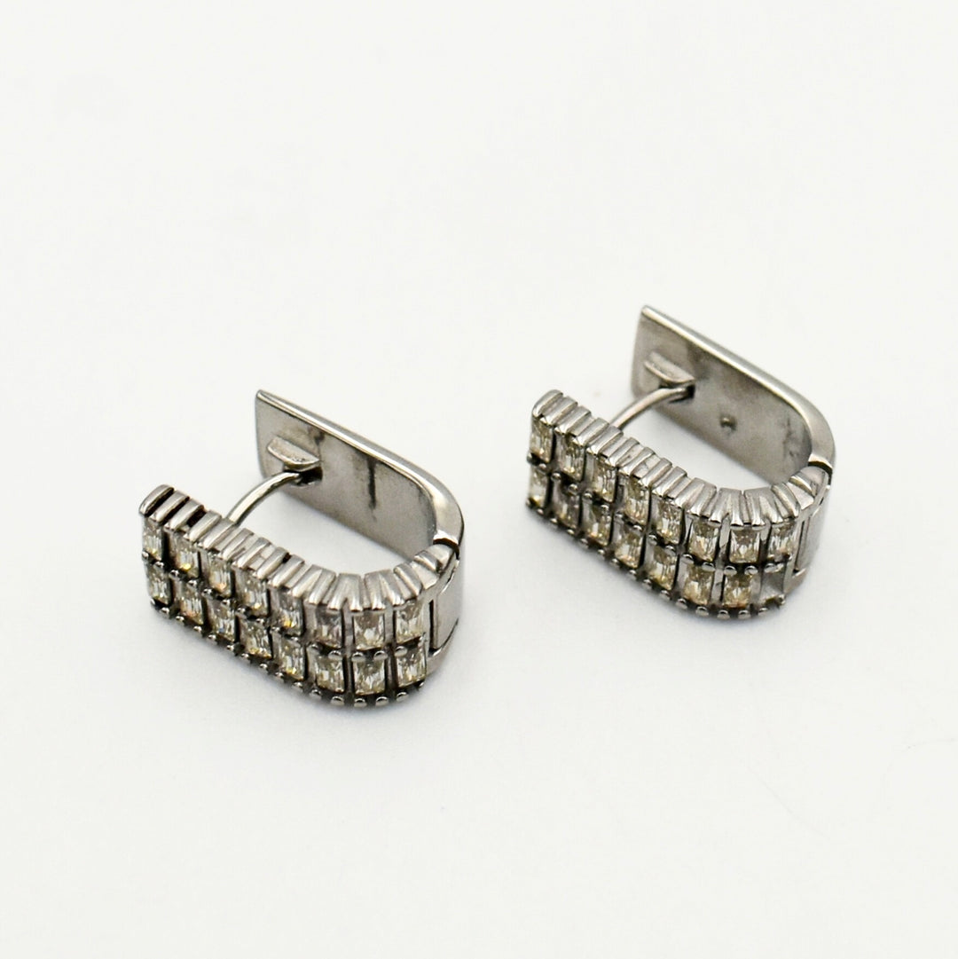 Rhodium Plated Cubic Huggies
