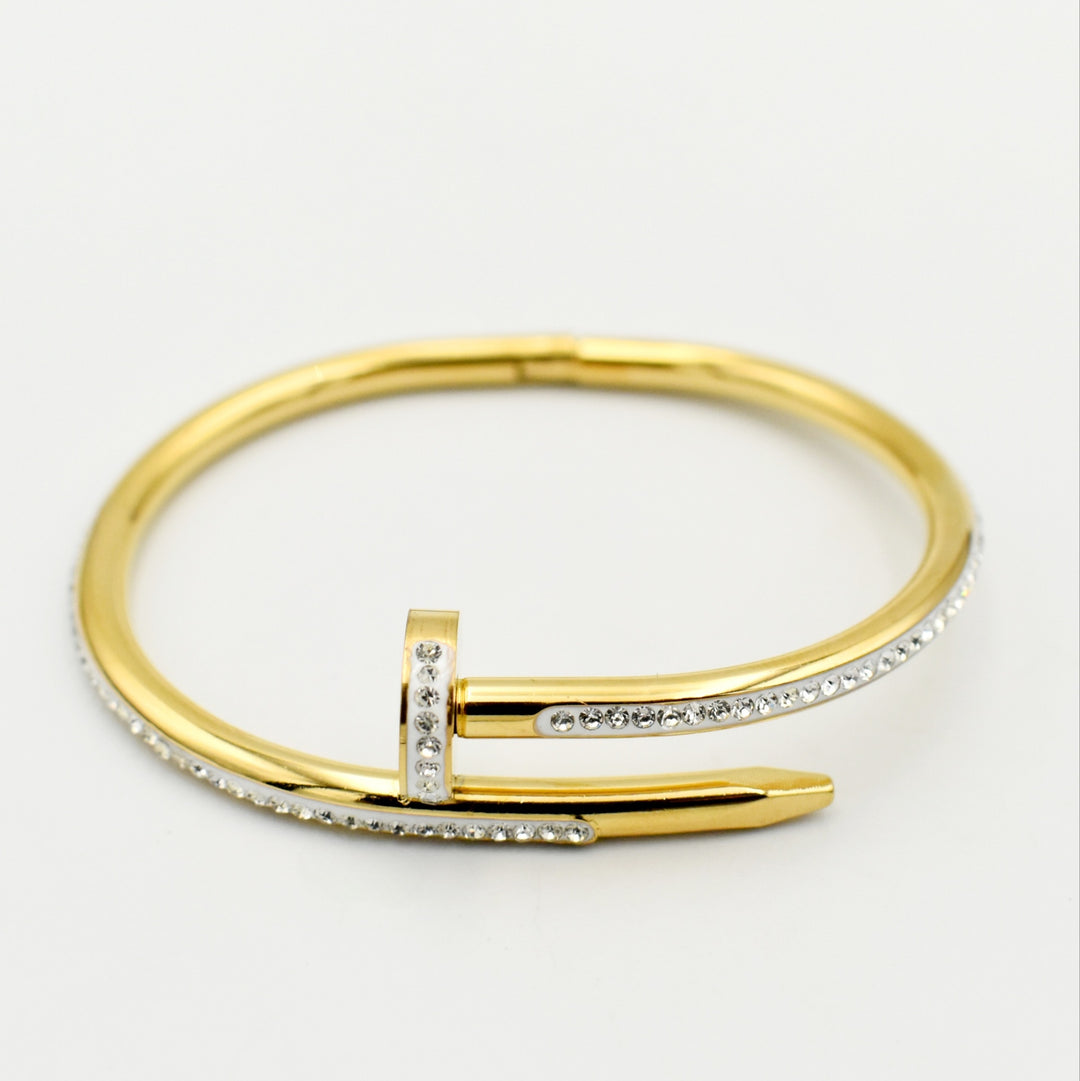 Gold Nail Diamante Bangle