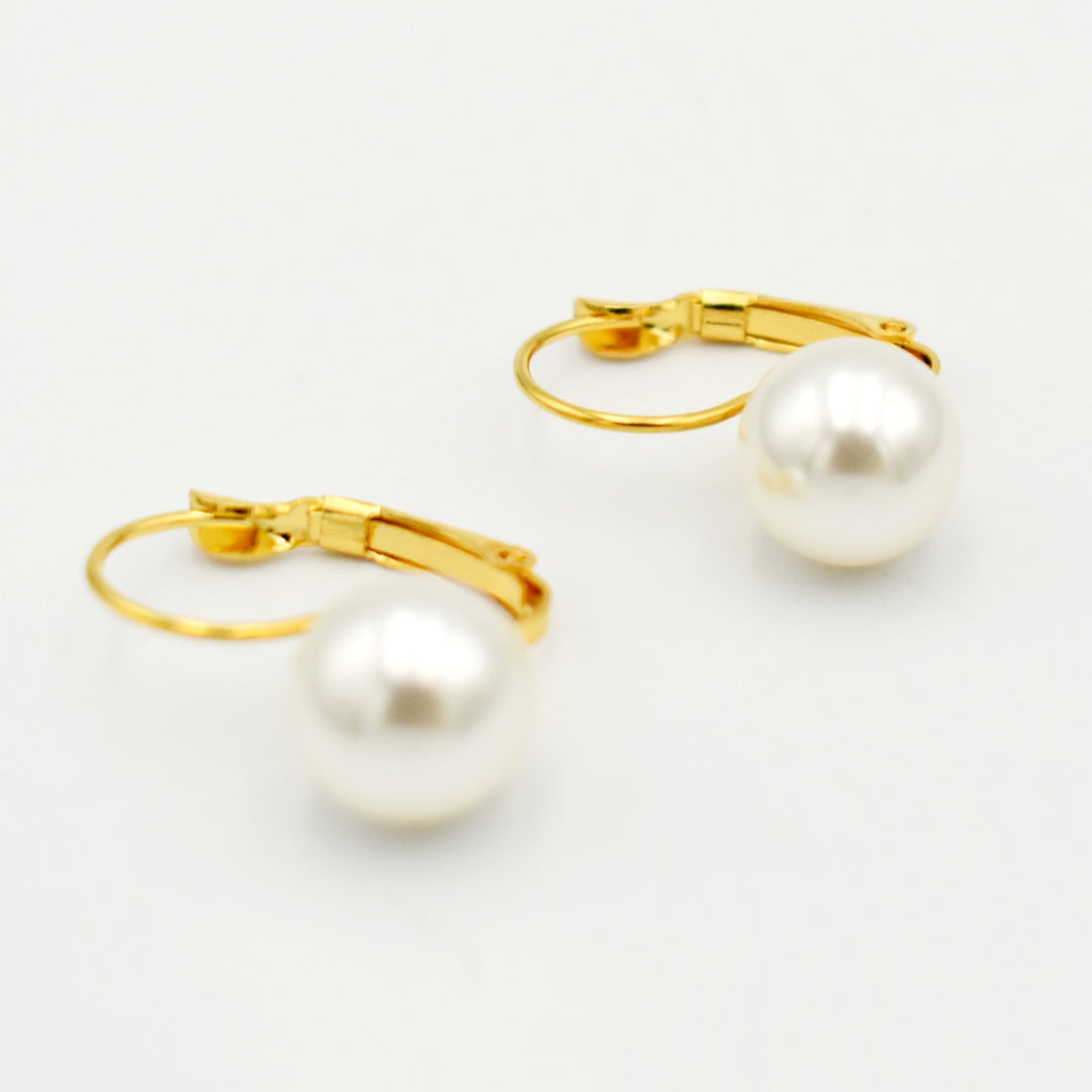 Gold Pearl Drop Earrings
