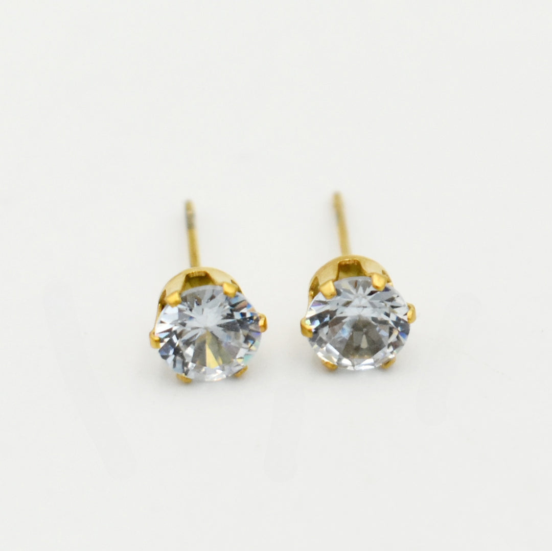 Gold Cubic Diamante Stud Earrings