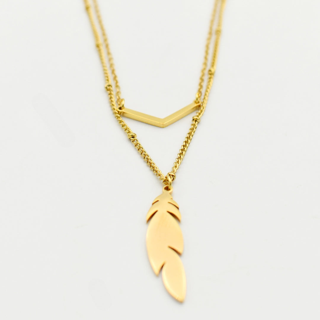 Gold Leaf Layered Dainty Necklace