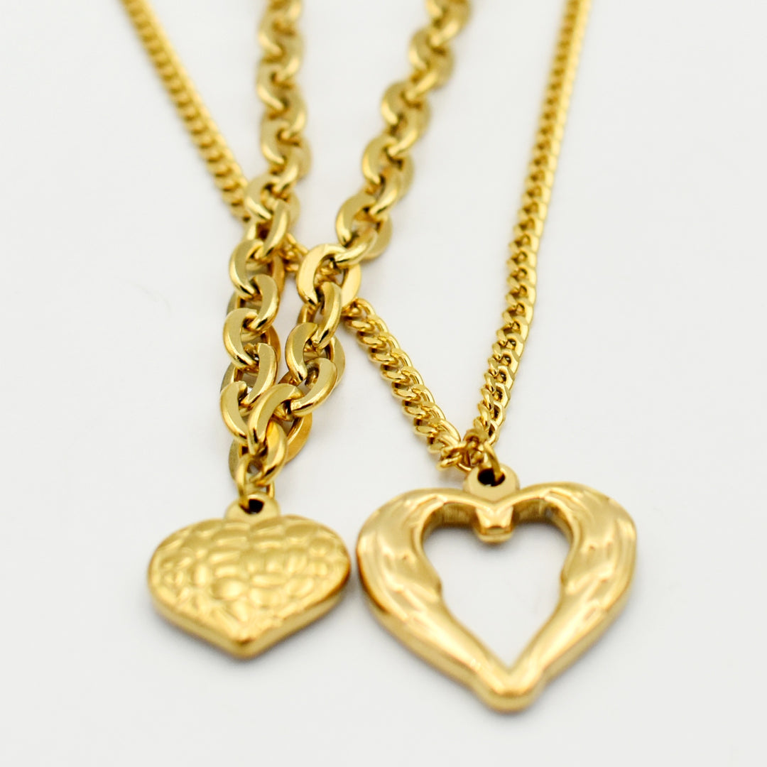 Gold Heart Textured Necklace