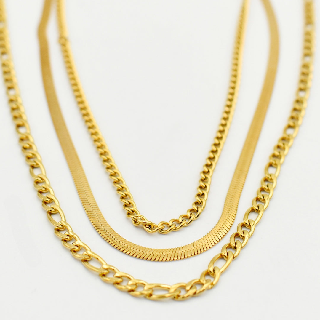 Gold Snake & Figaro Layered Necklace