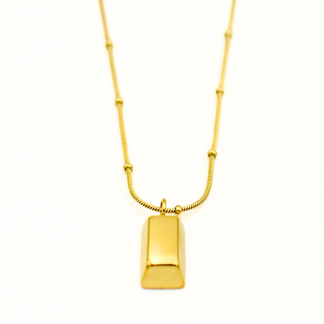 Gold Toned 3-D Bar Necklace