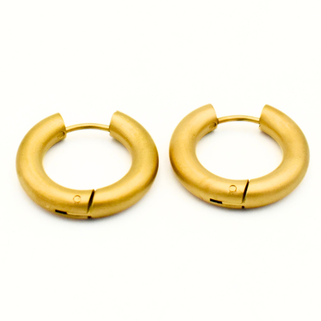 Gold Toned Medium Huggie Earrings
