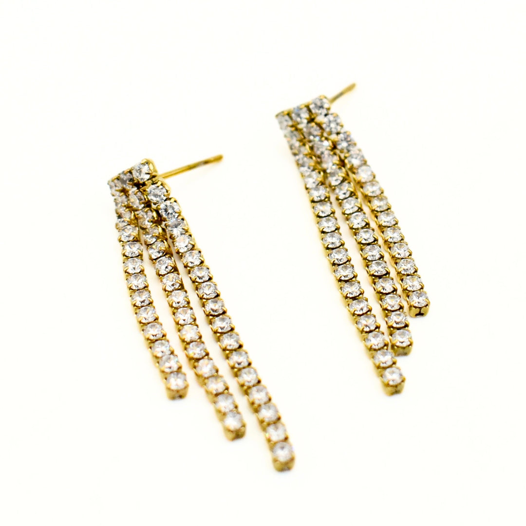Gold Toned Cubic Drop Earrings