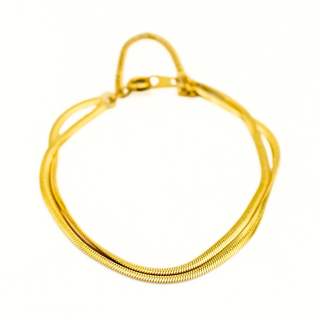Gold Toned Snake Double Bracelet