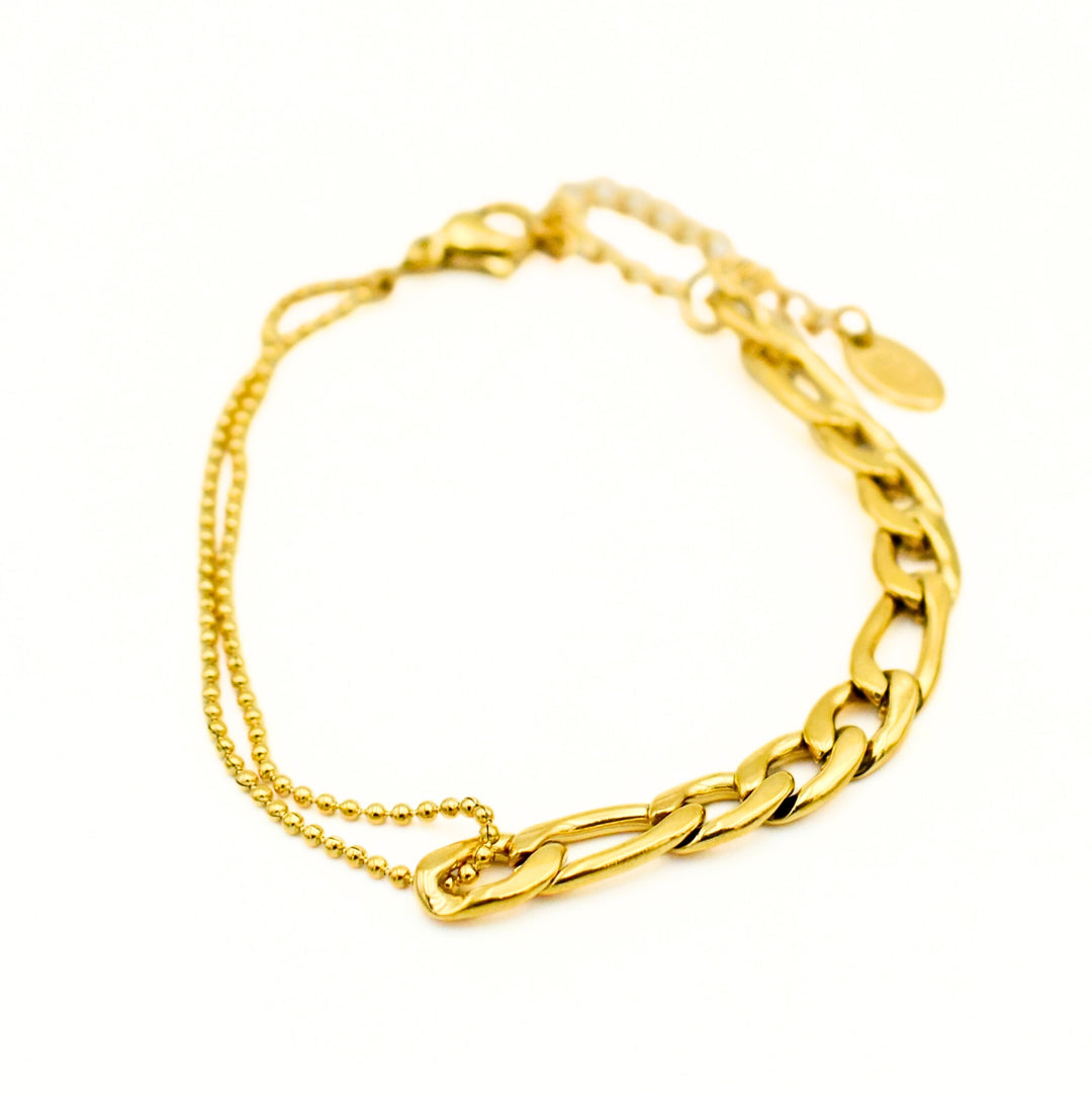Gold Toned Semi Figaro Bracelet