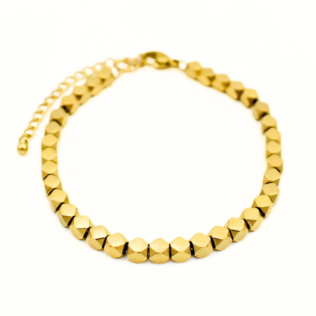 Gold Toned Disco Block String Bracelet