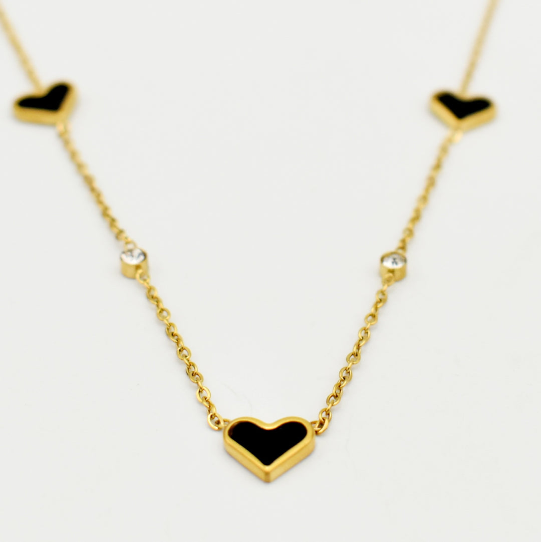 Gold Darkened Devotion Heart Necklace