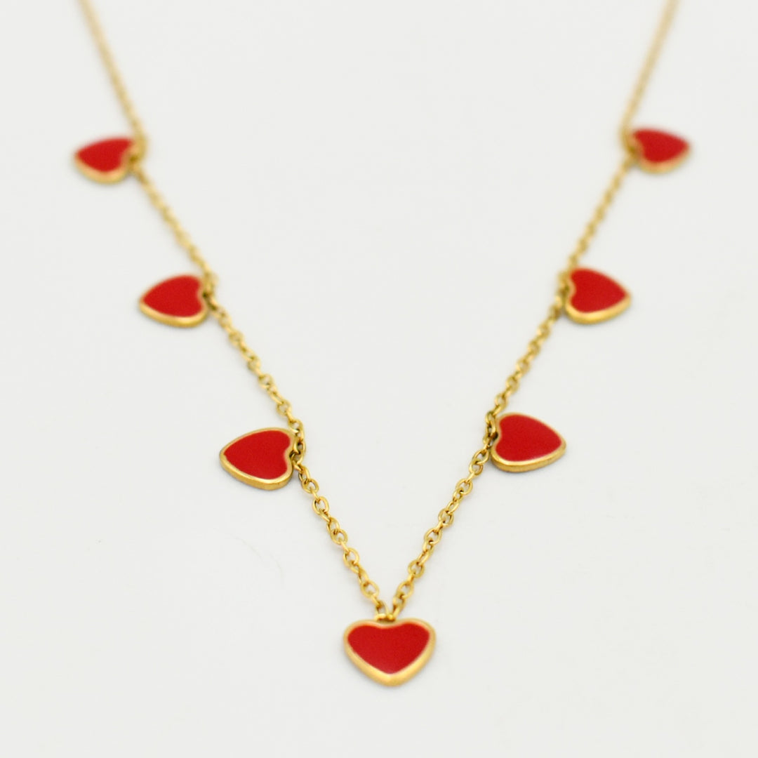 Gold Ruby Romance Heart Necklace