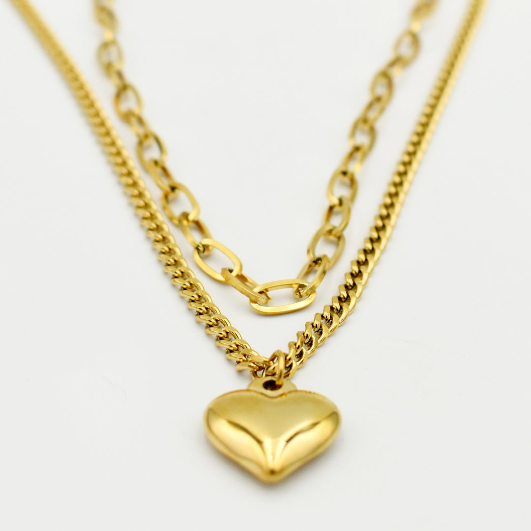 Gold Layered Paperclip Heart Necklace