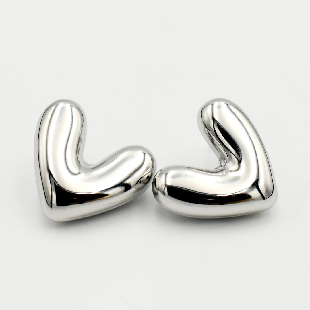 Silver Heart Stud Earrings