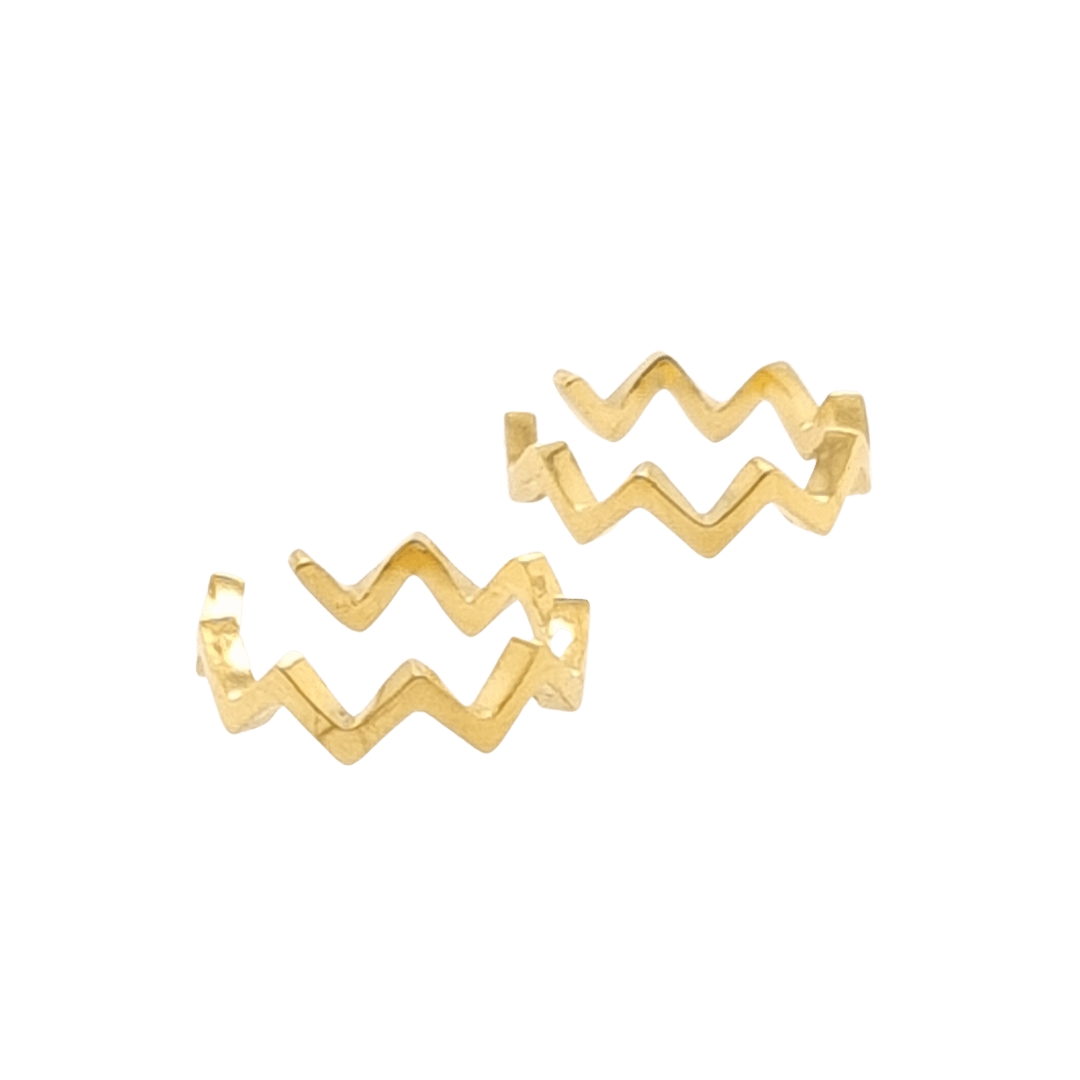 Gold Toned Small ZigZag Cuff Earrings