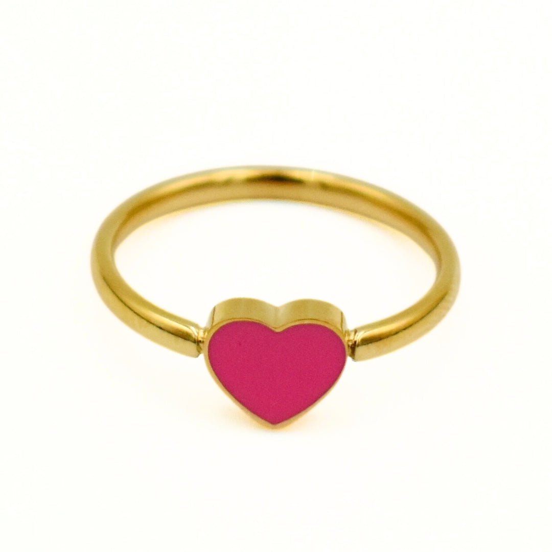 Gold Toned Pink Heart Ring