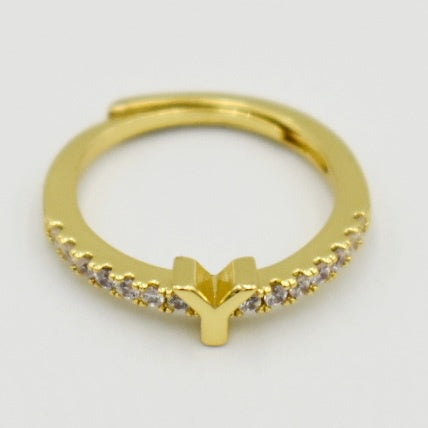 Cubic Zirconia Letter 'Y' Ring