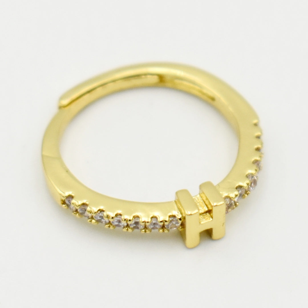 Cubic Zirconia Letter 'H' Ring