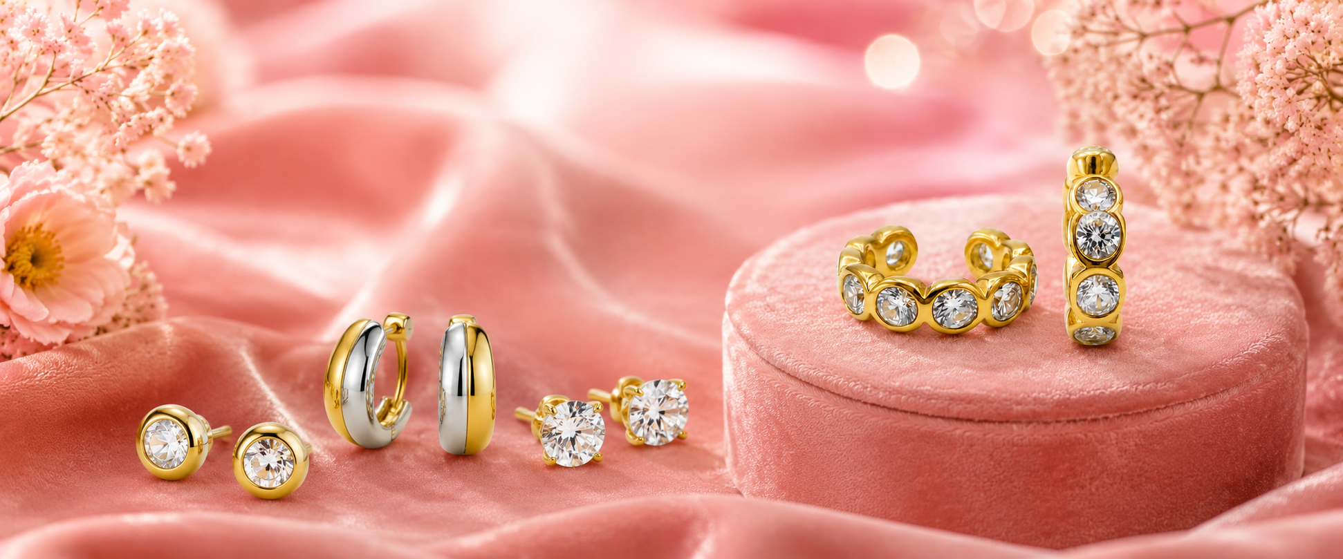 Gold plated waterproof teardrop crystal stud earrings with butterfly clasp by Elli Jewellery