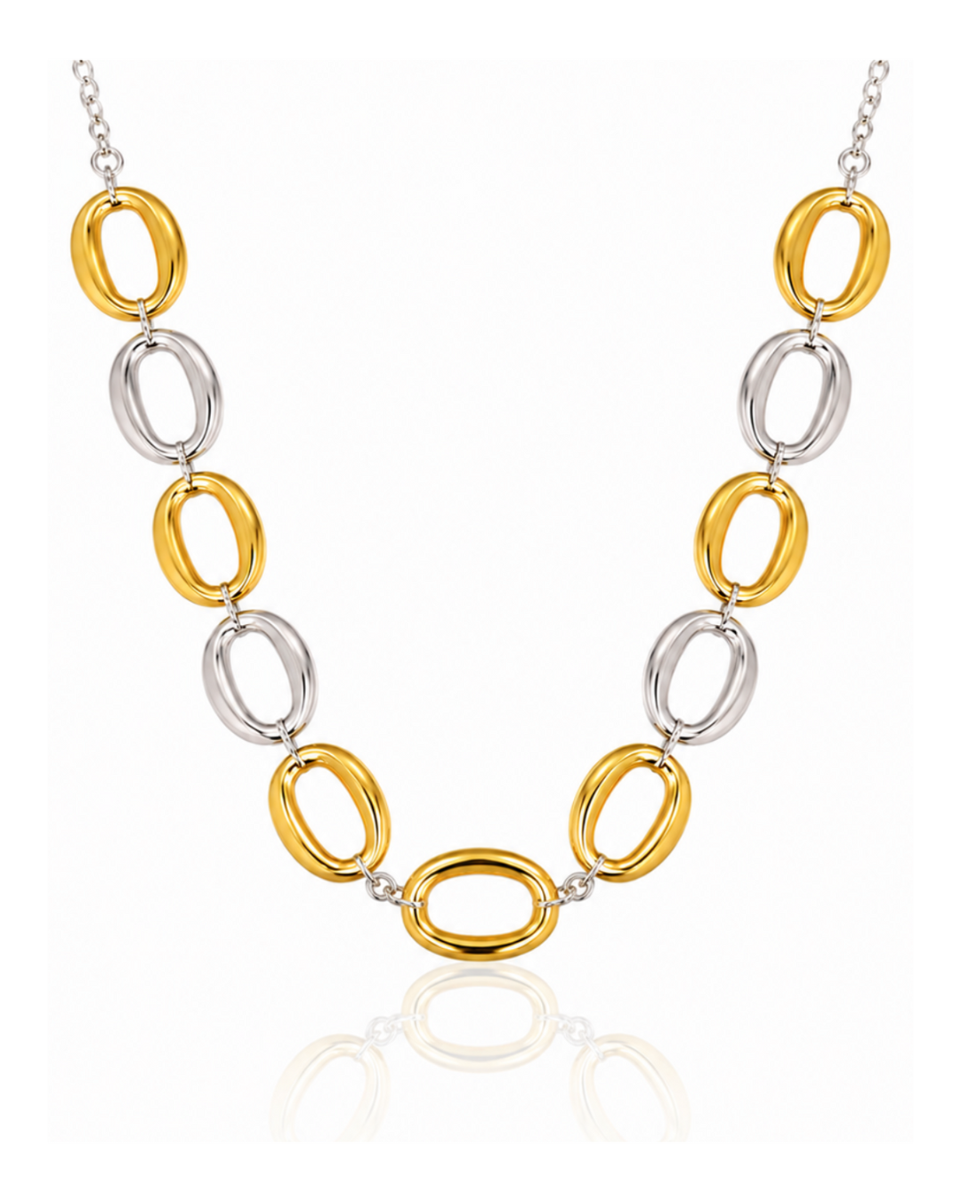 Two-Tone Chunky Chain Link Statement Necklace (11621)