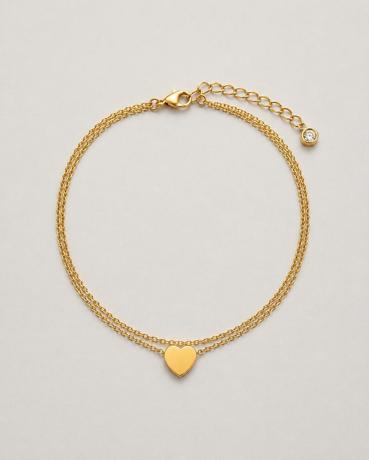 Gold Toned Solid Heart Anklet(11993)