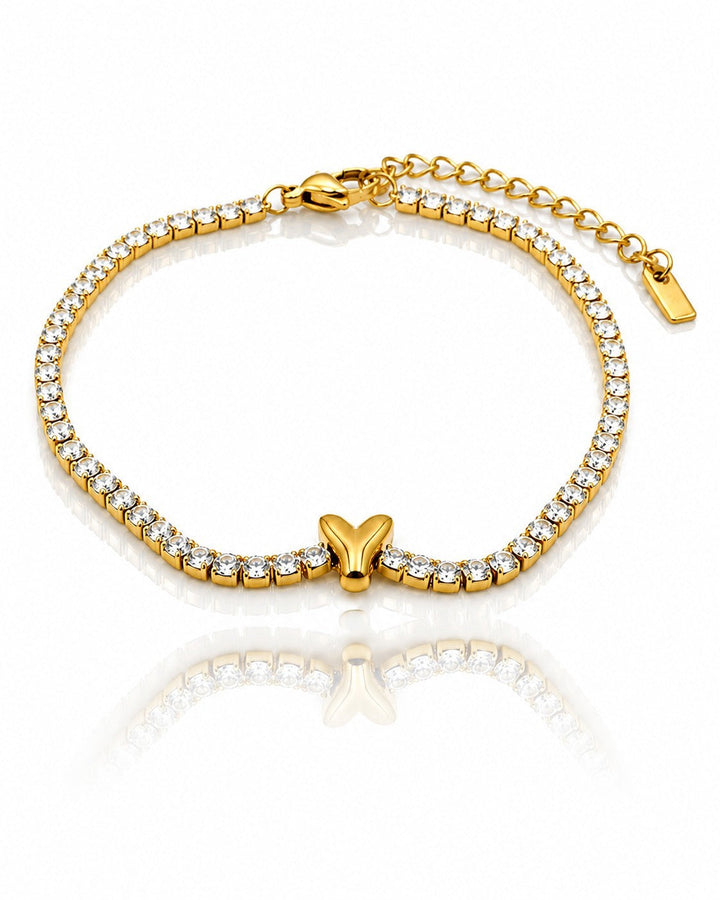 Gold Plated Waterproof Initial Letter Y Charm Bracelet (11498)