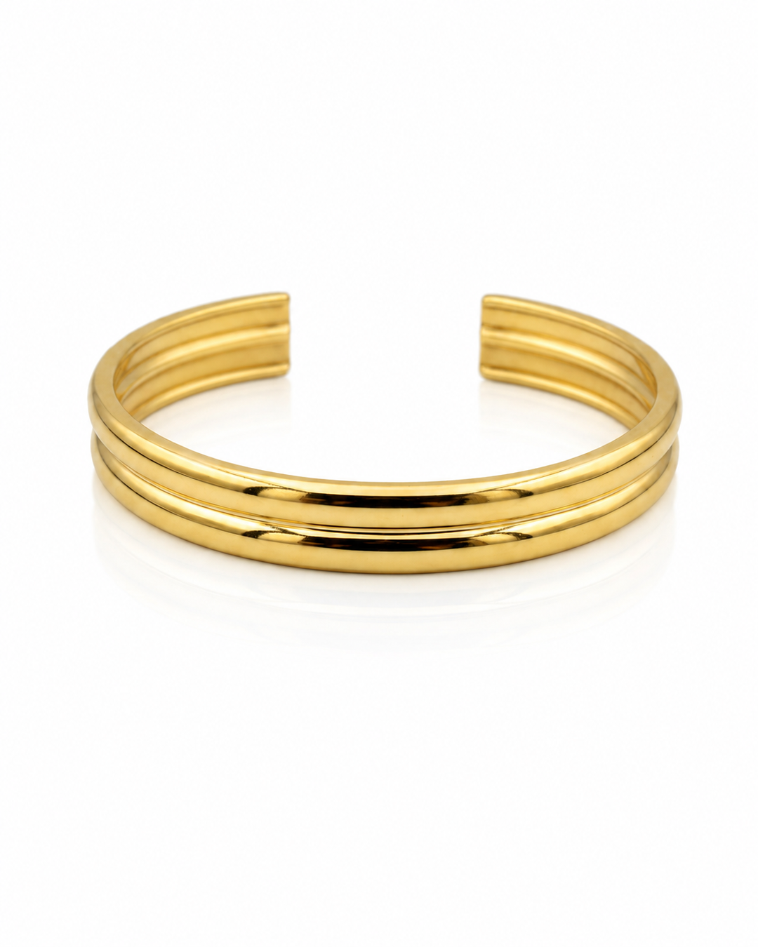 Gold Plated Waterproof Double Layer Curved Cuff Bangle (11216)