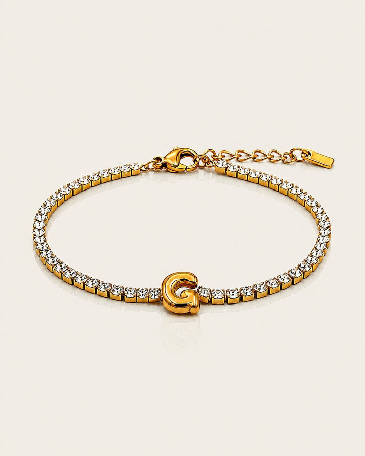 Gold Plated Waterproof Initial 'G' Letter Charm Bracelet (11480)
