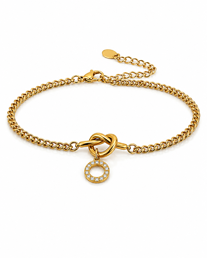 Gold Plated Waterproof Diamanté O-Ring Chain Bracelet (11790)