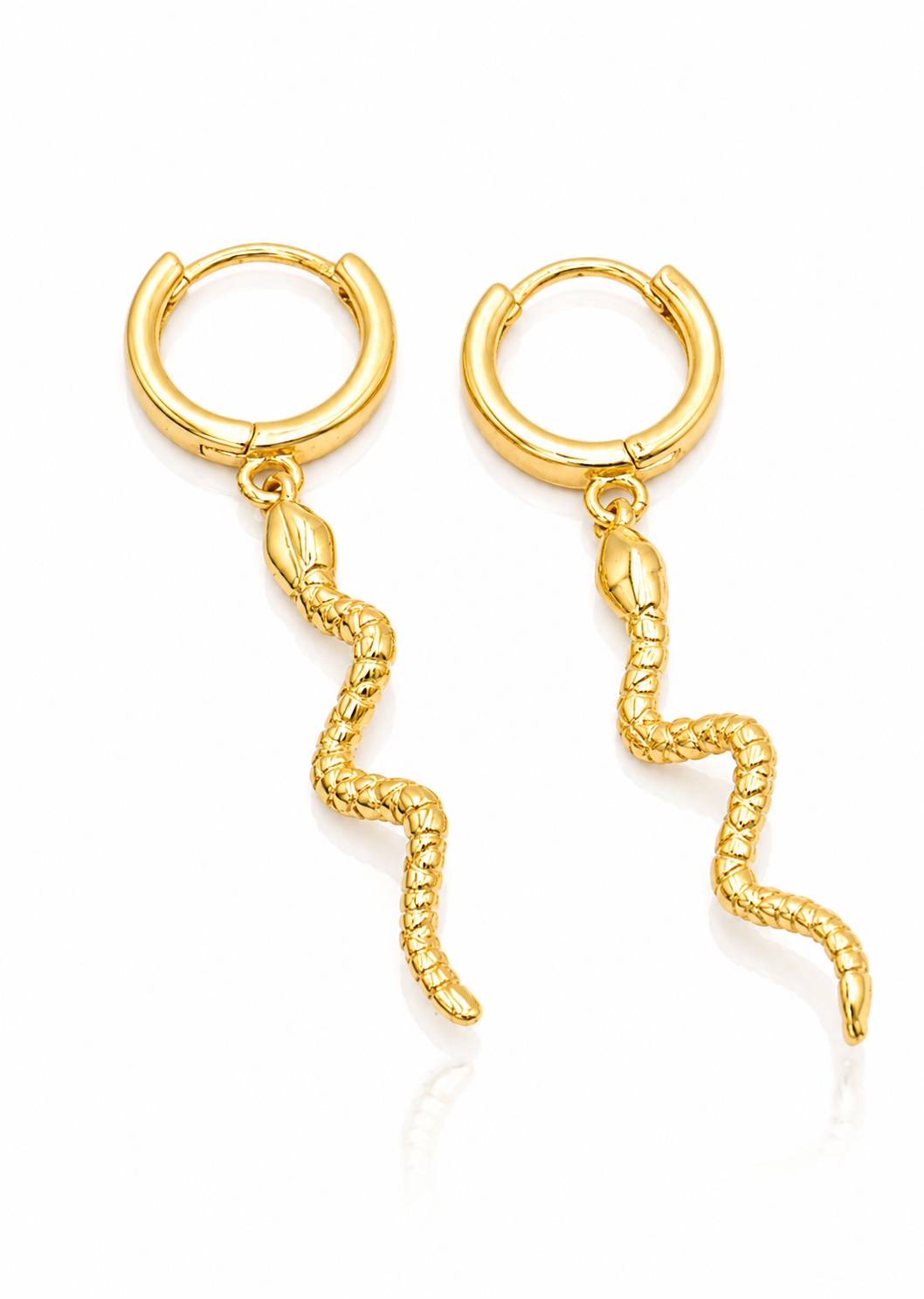 Gold Plated Waterproof Snake Texture Huggie Hoop Earrings (100332)