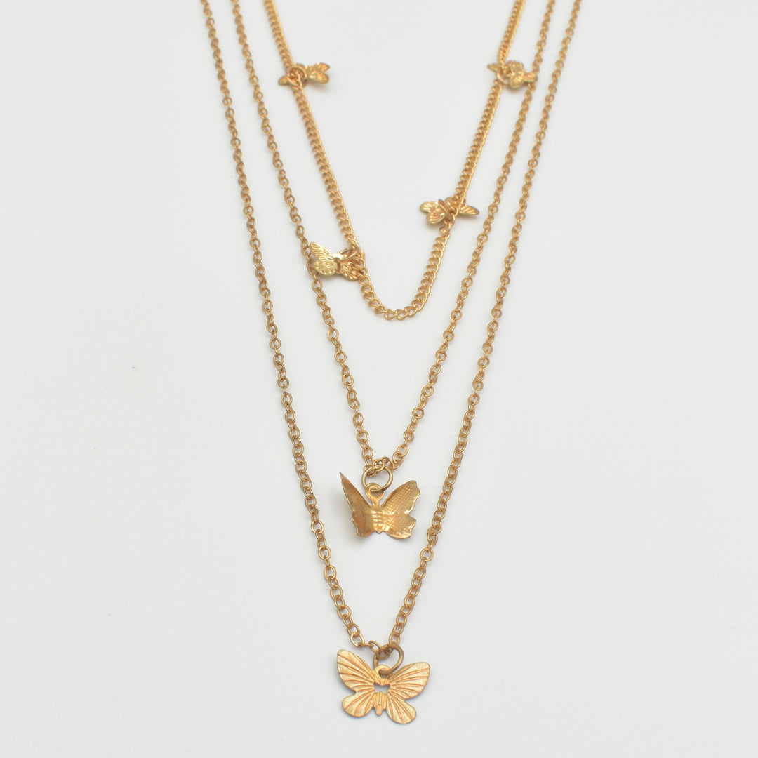 Gold Dainty Butterfly Layered Necklace