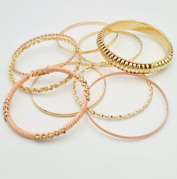 Gold Pink Stack Bangle