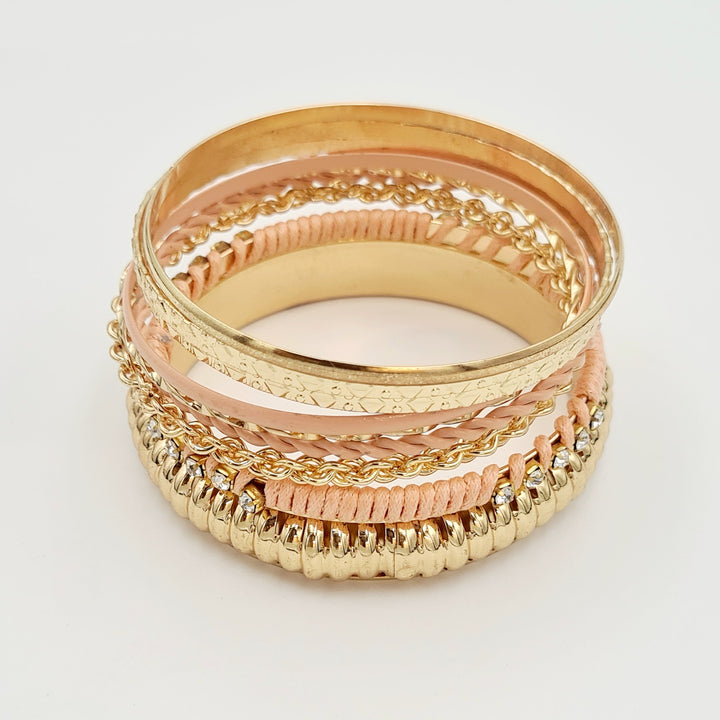Gold Pink Stack Bangle